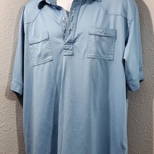 Relaxed Fit Light Blue Men's Polo with Chest Pockets